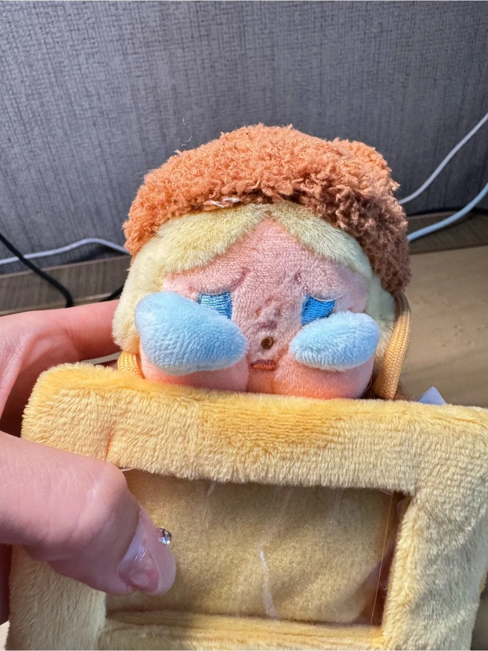 POP MART CRYBABY Crying Again Series Card Holder Plush Frame Toy - Yellow